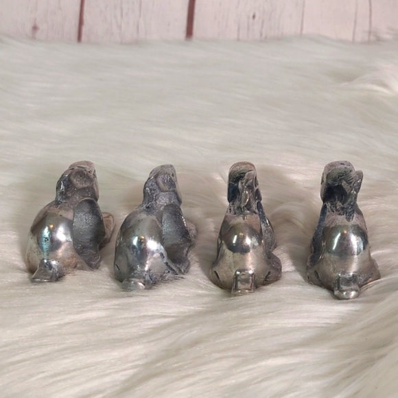 Vintage Pewter Silver Tone Rabbit Bunny Napkin Ring Set of Four Witchy Easter - Picture 10 of 17
